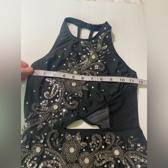 Five 5 Dance costume solo custom black leotard rhinestoned PA petite Small adult - Picture 10 of 12